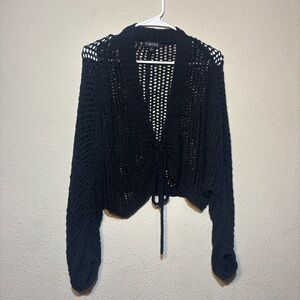 Timing Black Open-Front Cardigan